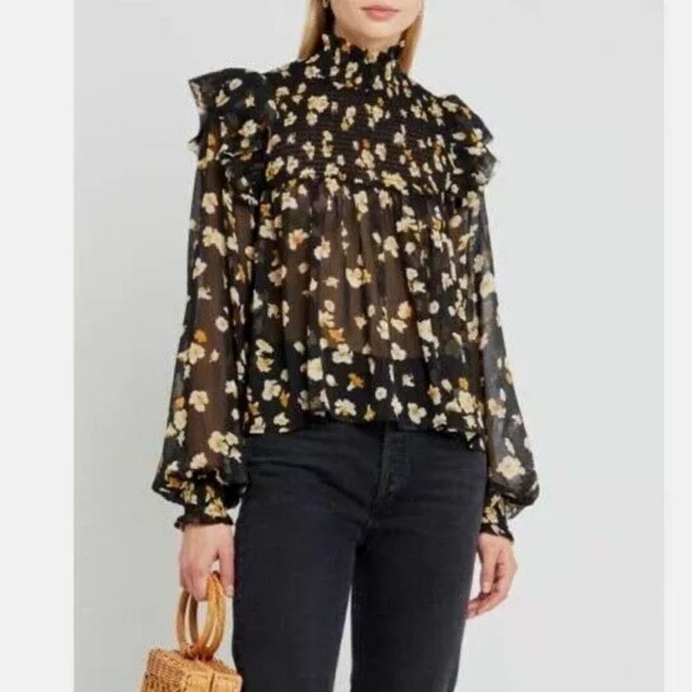 ✨O.P.T by Anthropology Sheer Floral Long Sleeve Blouse✨ C49